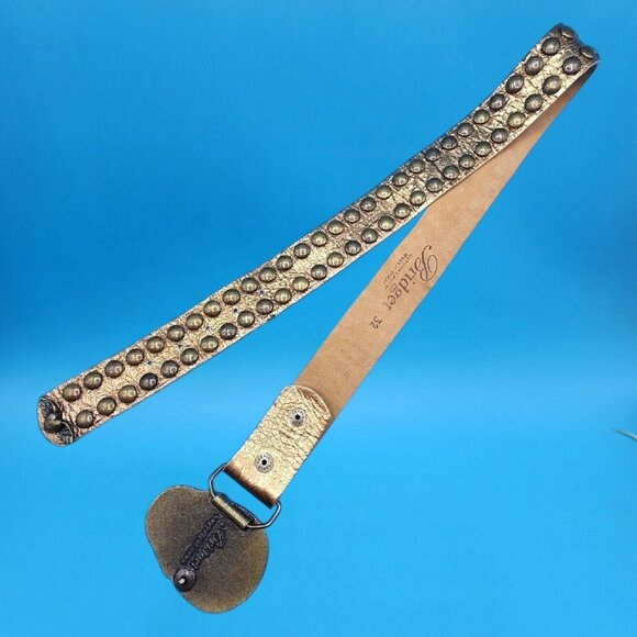 Bridget Shuster 2004 Skull Belt Gold Studded Leather Rhinestone w/ Skull Buckle - Picture 7 of 10